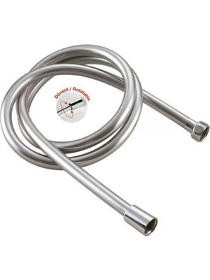 Bainer 150CM Uzun Ömürlü Esnek Pvc Gri Duş Hortumu  (Kırılmaz-Çatlamaz-Patlamaz) - Shower Hose