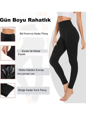 Keskin Moda Sıcacık Tutan Içi Peluşlu Siyah Peluş Tayt Toparlayıcı Etkili Peluş Tayt