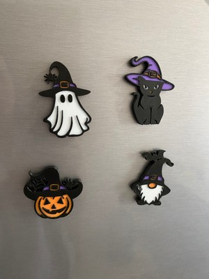 4'lü Cadılar Bayramı/ Halloween Konseptli Magnet/ Buzdolabı Süsü