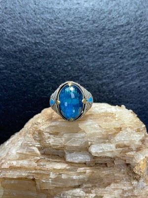 Asteria Jewelry Doğal Aquamarine Taşlı Gümüş Yüzük - 925 Ayar Özel Tasarım