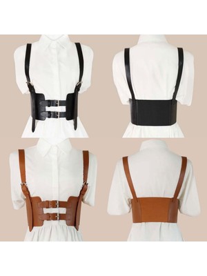 Kahverengi Deri Harness Belt