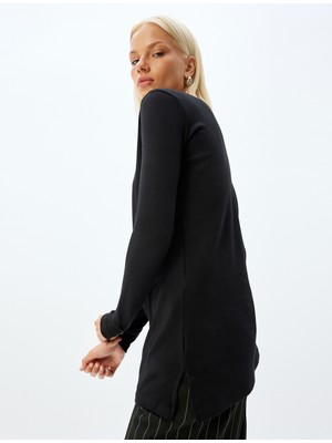 Koton Uzun Kollu Tişört Nakış Detaylı Bisiklet Yaka Pamuklu