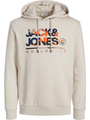 Jack & Jones Erkek Logo Baskili Kapüsonlu Sweatshirt - Luke