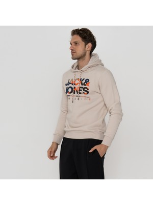 Jack & Jones Erkek Logo Baskili Kapüsonlu Sweatshirt - Luke