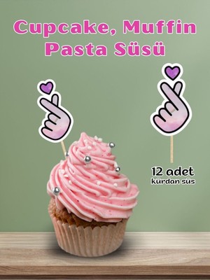 My Design Korean Finger Pasta Kürdanı, K-Pop Doğum Günü Pasta Kürdanı Cupcake Süsü, 12 Adet