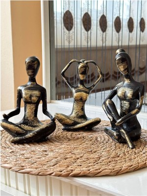 TeknoTrust Renkli Üçlü Yoga Kızlar Biblo, Polyester, Eğlenceli ve Şık Tasarım