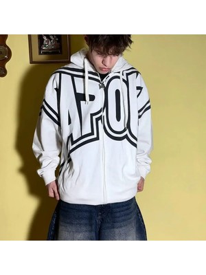 Beyaz Tapout Full Print Cyber Grunge Kapüşonlu Sweatshirt