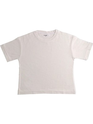 Plant Mini Kids Krem Basic Yarım %100 Pamuk Kollu Bisiklet Yaka Çocuk T-Shirt