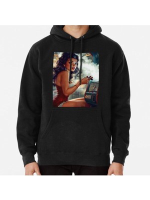Hvit Stein Unisex Pinup Girl Gamer Baskılı Sweatshirt