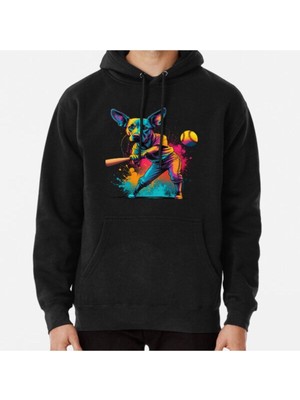 Hvit Stein Unisex Labrador Dog Playing Baseball Baskılı Sweatshirt