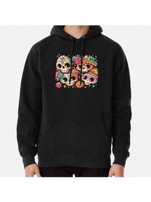 Hvit Stein Unisex Celebración Calavera! A Vibrant Collection Of 4 Festive Sugar Skull Baskılı Sweatshirt