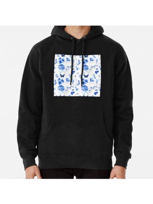 Hvit Stein Unisex Blue Pattern Design Baskılı Sweatshirt