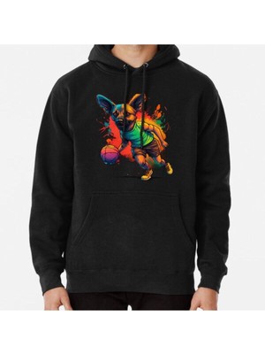 Hvit Stein Unisex German Sheppard Dog Playing Baseball Baskılı Sweatshirt