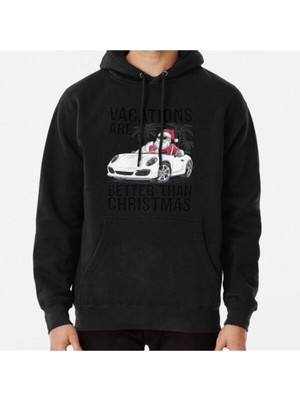 Hvit Stein Unisex Cool Santa Claus In A Sports Car – Holiday Instead Of Christmas Baskılı Sweatshirt