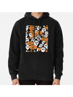 Hvit Stein Unisex Halloween Panda, Panda Among Pumpkins Baskılı Sweatshirt