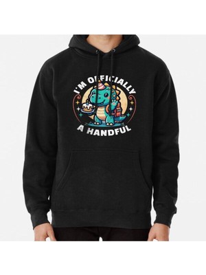 Hvit Stein Unisex Funny I M Officially A Handful Birthday Boy Dinosaur Party Baskılı Sweatshirt