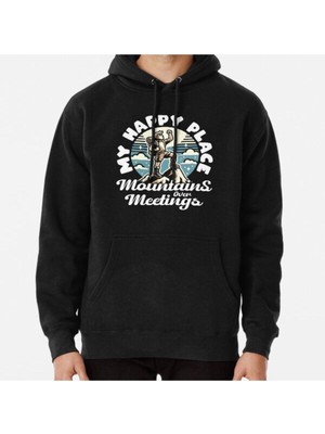 Hvit Stein Unisex My Happy Place: Mountaıns Over Meetıngs Baskılı Sweatshirt