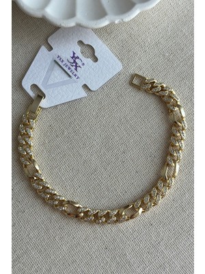 Moda Caprea Caprea 18 cm Ysx Pirinç Chain Kadın Gold Bileklik Kararmaz Kadın Bileklik