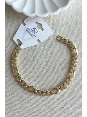 Moda Caprea Caprea 18 cm Ysx Pirinç Chain Kadın Gold Bileklik Kararmaz Kadın Bileklik