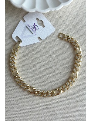 Moda Caprea Caprea 18 cm Ysx Pirinç Chain Kadın Gold Bileklik Kararmaz Kadın Bileklik