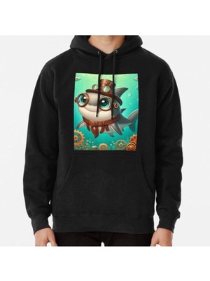 Hvit Stein Unisex Steampunk Caribbean Reef Shark Baskılı Sweatshirt