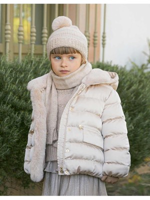 Abel & Lula Kışlık Kız Çocuk Saten Mont - Bej