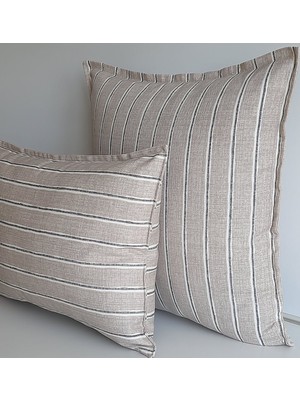 Woodhub Koton Premium Yumuşak Doku Kumaş Çizgi Desen Kırlent Kılıfı