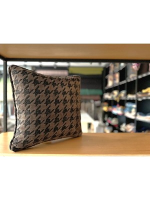 Woodhub Keten Dokuma Geçişli Exclusive Kare Kırlent Kılıfı (Çift Taraflı Desen)