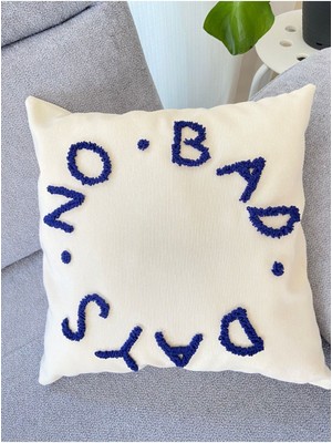 Woodhub No Bad Days Motto Lacivert Punch Kırlent Yastık Kılıfı 42*42 Cm