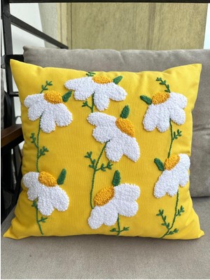 Woodhub Punchhatolyesii Sarı Papatya Punch (Panch) El Yapımı Kırlent Kılıfı  El Emeği