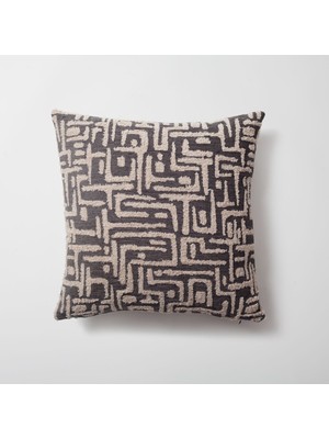 Woodhub " Gilda " - Labirent Desenli Kırlent 45x45 - Antrasit (Iç Yastık Dahil)
