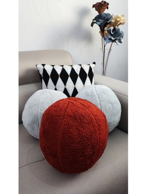 Woodhub 3'Lü Top Kırlent / Yastık 2 Büyük Gri - 1 Büyük Kiremit ( 40cm / 40cm)