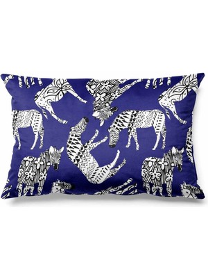 Woodhub Dikdörtgen Rahvan Desenli Çift Tarafı Baskılı Süet Kırlent Kılıfı