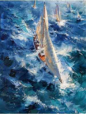 Arte Vista Sailboat In Blue Kanvas Tablo