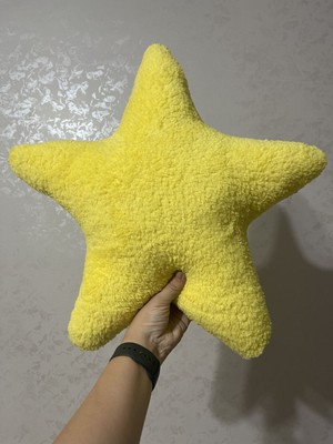 Woodhub Dekoratif Yıldız Yastık Sarı- Yıldız Peluş Yastık-Eğlenceli Yastıklar