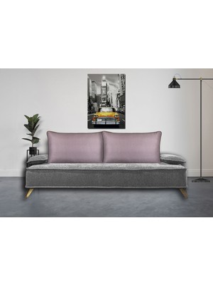 Woodhub Pembe Kaz Ayağı Desen Biyeli Koltuk Sırt Kırlent Kılıfı Bahçe Seti Kılıfı Büyük Boy Kırlent Kılıf