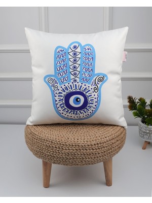 Kırlent Kılıfı , Yastık Kılıfı , Desenli Kırlent , Mavi Kırlent , 43X43 Kırlent