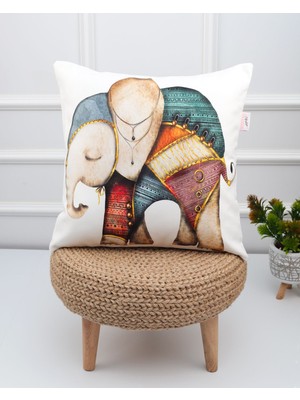 Kırlent Kılıfı , Yastık Kılıfı , Desenli Kırlent , Fil Kırlent , 43X43 Kırlent