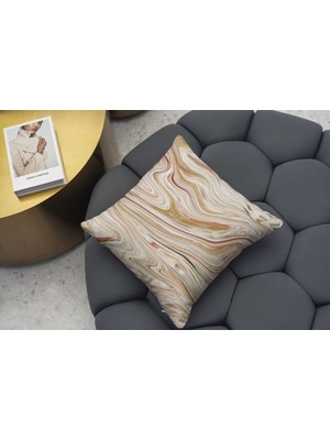 Woodhub Kırlent Kılıfı 1069 Mermer Soyut Ve Ebruli Desen