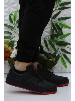Kinetix Wılmo Pu Siyah Kırmızı Sneaker Erkek Spor Ayakkabı