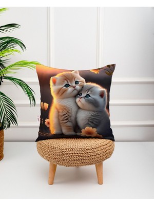 Kırlent Kılıfı , Yastık Kılıf , Desenli Kırlent , Kedi Kırlent , 43X43 Kırlent