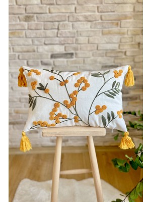 Woodhub Punch Işlemeli Tekli Dekoratif Özel Tasarım Kırlent Kılıfı (Panç)