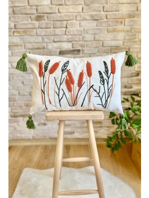 Woodhub Punch Işlemeli Tekli Dekoratif Özel Tasarım Kırlent Kılıfı (Panç)