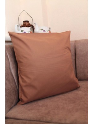 Woodhub Kahverengi Premium  Pamuklu Fermuarsız Kırlent Kılıfı 43x43cm - Yatak Odası Kırlent