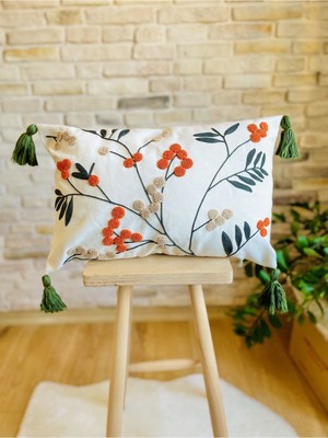 Woodhub Punch Işlemeli Tekli Dekoratif Özel Tasarım Kırlent Kılıfı