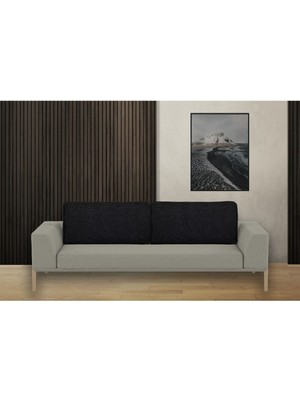 Woodhub Siyah Kırçıllı Keten Kutu Model Koltuk Sırt Kırlent Kılıfı Bahçe Seti Büyük Boy Kırlent Kılıf