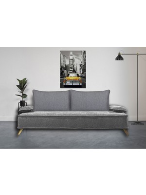 Woodhub Orta Gri Keten Biyeli Koltuk Sırt Kırlent Kılıfı Bahçe Seti Kılıfı Büyük Boy Kırlent Kılıf