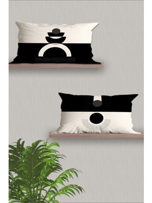 Woodhub Dikdörtgen 30x50 2'Li Modern Tasarım 3d Dijital Baskılı Lik Kırlent Kılıfı Seti