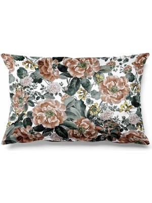 Woodhub Dikdörtgen Grandma Desenli Çift Tarafı Baskılı Süet Kırlent Kılıfı