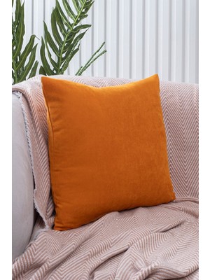 Woodhub Turuncu Kırlent Kılıfı Dekoratif Düz Sade Panoroma-106 Punch Yapılabilir Panç